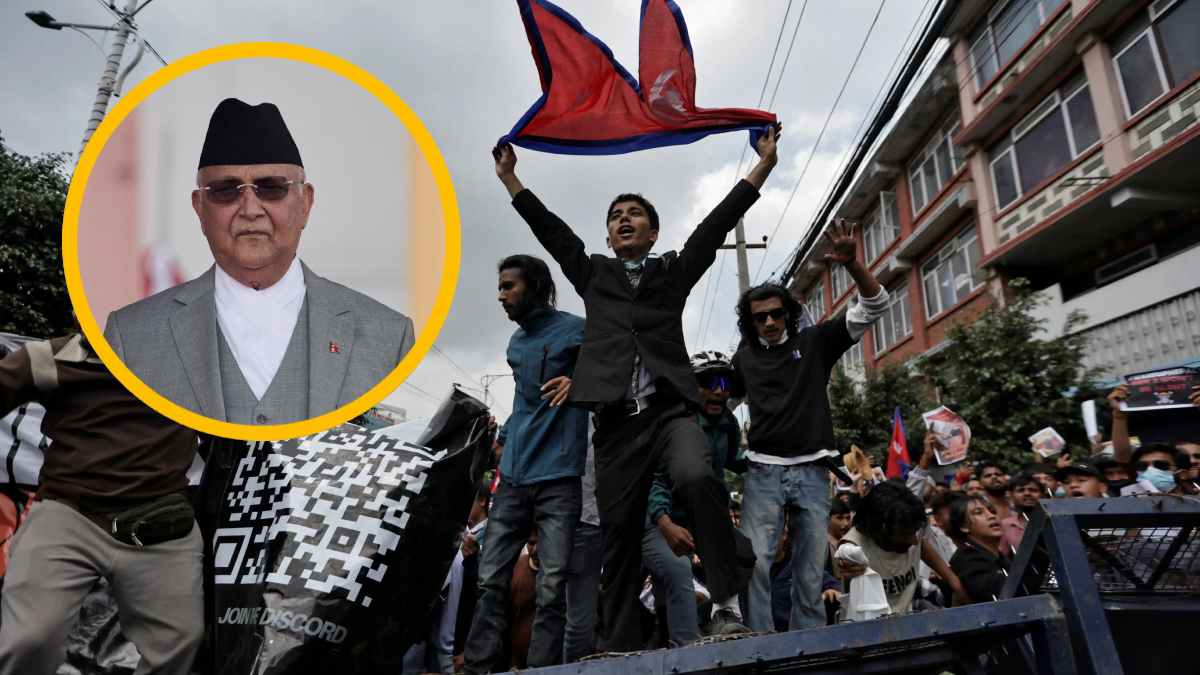 Giới trẻ Nepal xuống đường biểu tình phản đối lệnh cấm mạng xã hội, chống tình trạng tham nhũng tràn lan, bất bình đẳng xã hội... Thủ tướng cộng sản Sharma Oli (ảnh trái) buộc phải từ chức. Ảnh: The Global Filipino