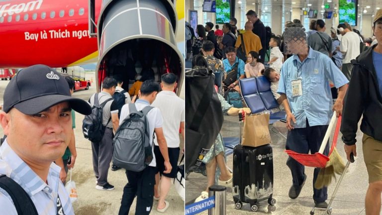 Nghịch lý giá cả trên trời và tiền công dưới đất: Lương anh lao công phi trường Nội Bài 6 triệu rưỡi/tháng; bát phở khu sân bay 180-200 ngàn đồng! Ảnh: BVN/ FB Lê Chí Thành