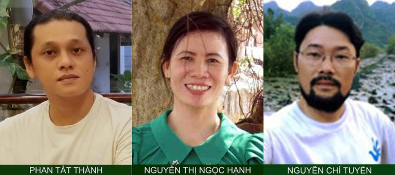 Ba tù nhân lương tâm được Mạng Lưới Nhân Quyền Việt Nam trao Giải Nhân Quyền Việt Nam 2025. Ảnh: Mạng Lưới Nhân Quyền Việt Nam