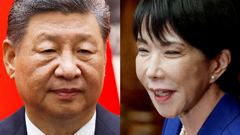 Chủ tịch Trung Quốc Tập Cận Bình (trái) và Thủ tướng Nhật Takaichi. Ảnh: ABC