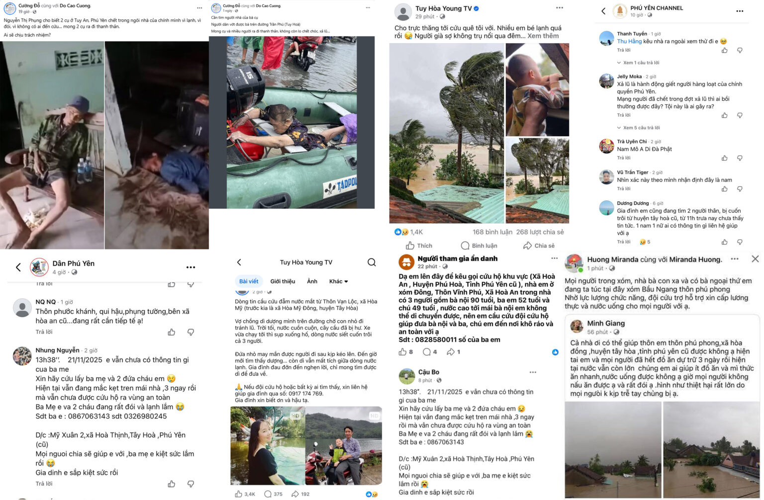 Hàng ngàn lời kêu cứu của dân từ những vùng bị cô lập ở Phú Yên. Ảnh: Lấy từ Facebook