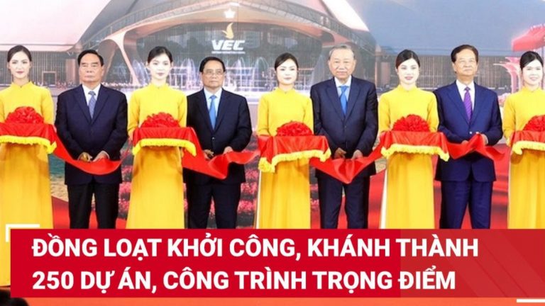 Đồng loạt khởi công, khánh thành 250 dự án, công trình. Ảnh chụp màn hình Youtube Lao Động