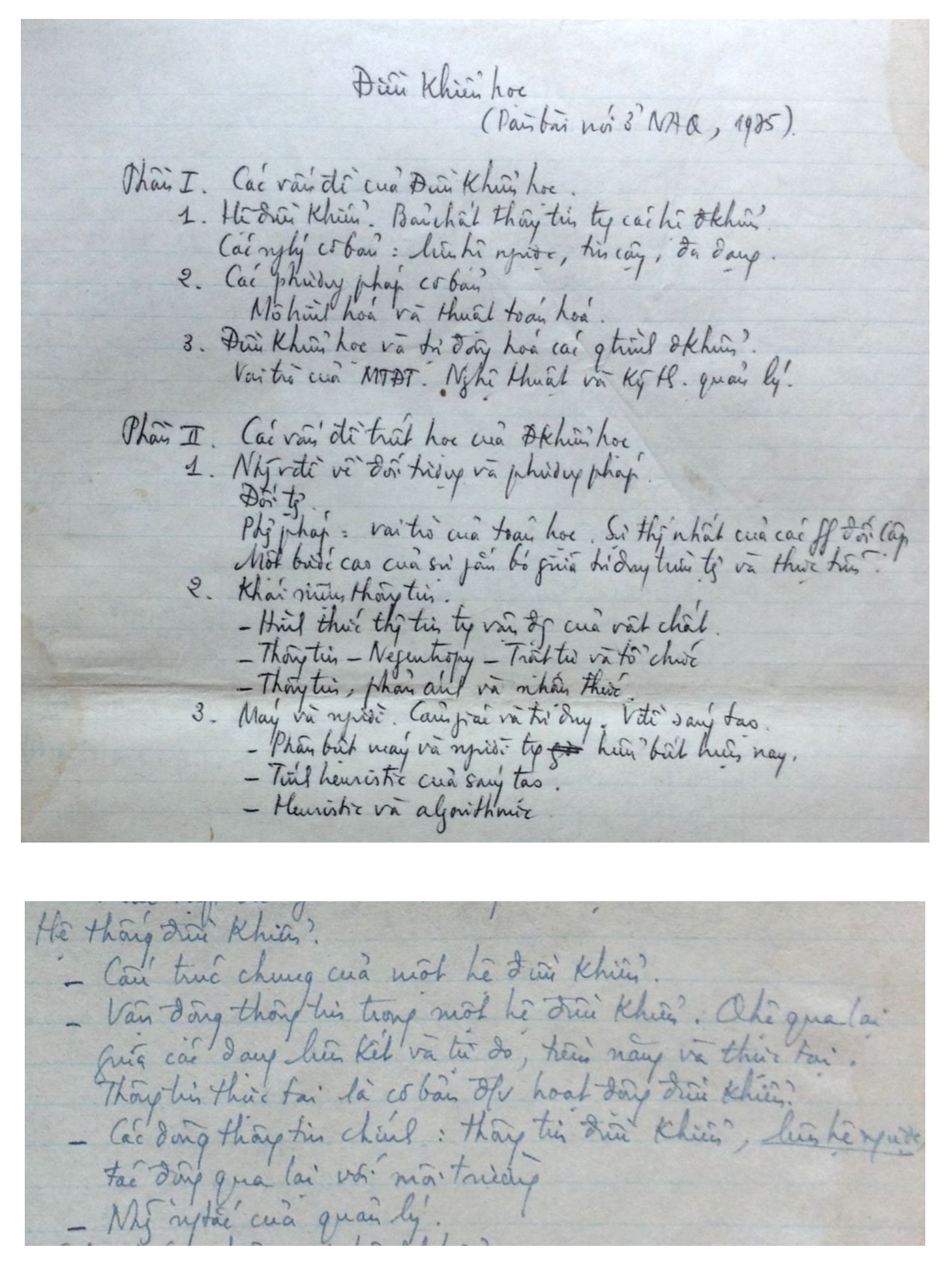 Trích trong bài ông Phan Đình Diệu chuẩn bị và trình bày ở Học viện Nguyễn Ái Quốc vào năm 1975. Ảnh: FB Phan Dương Hiệu