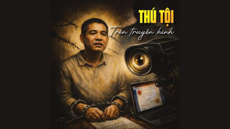 Thú tội trên truyền hình: Một nghi thức đấu tố quen thuộc. Ảnh: AI