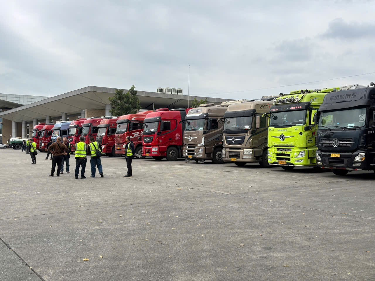 Nhiều xe container hàng trong hơn 1.300 container, ghe thuyền chở nông sản tươi sống, thực phẩm tại nhiều cửa khẩu trên cả nước bị ách tắc do "vướng" Nghị định 46 về kiểm tra an toàn thực phẩm. Ảnh: Tiền Phong