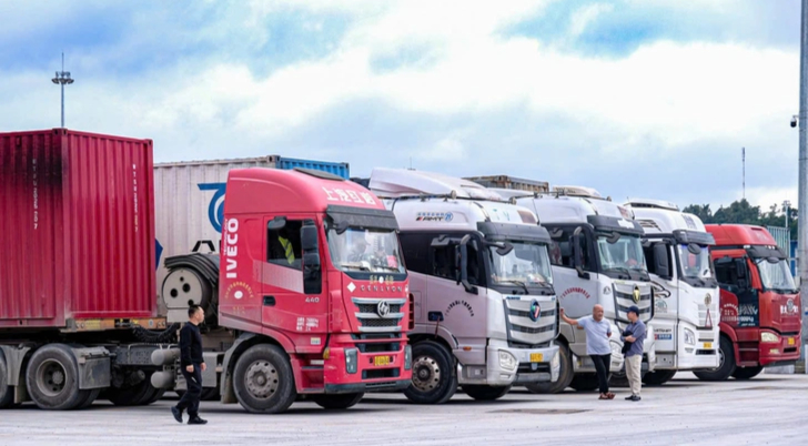 Hơn 1.300 phương tiện chở nông sản, thực phẩm kẹt tại cửa khẩu chờ kết quả kiểm tra an toàn thực phẩm, theo Cục Hải quan. Ảnh chụp từ Tuổi Trẻ Online