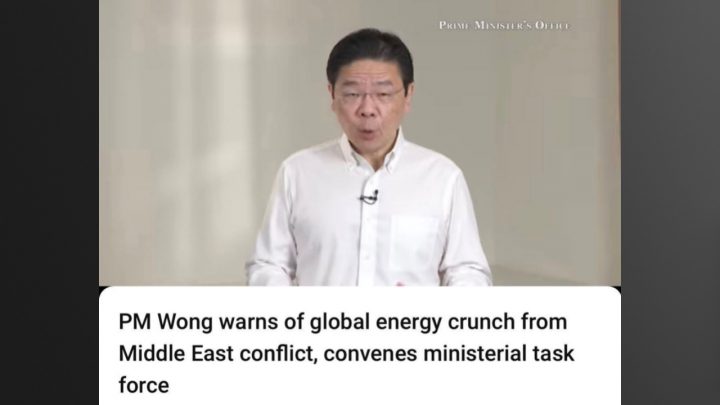 Thủ tướng Singapore Lawrence Wong phát biểu trước quốc dân hôm 2/4/2026, cảnh báo về cuộc khủng hoảng năng lượng do cuộc chiến Mỹ-Israel và Iran. Ảnh cắt từ clip của Văn phòng Thủ tướng SIngapore