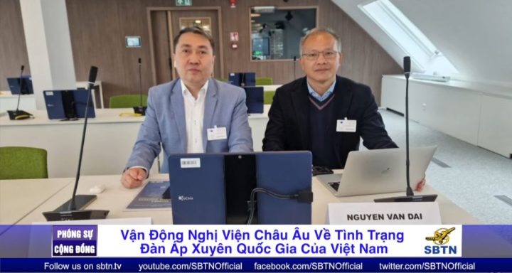 Nhà báo Lê Trung Khoa (trái) và LS Nguyễn Văn Đài là 2 diễn giả và cũng là nhân chứng trong buổi vận động Nghị Viện Châu Âu hôm 10/6/2026 vừa qua. Ảnh: Youtube SBTN