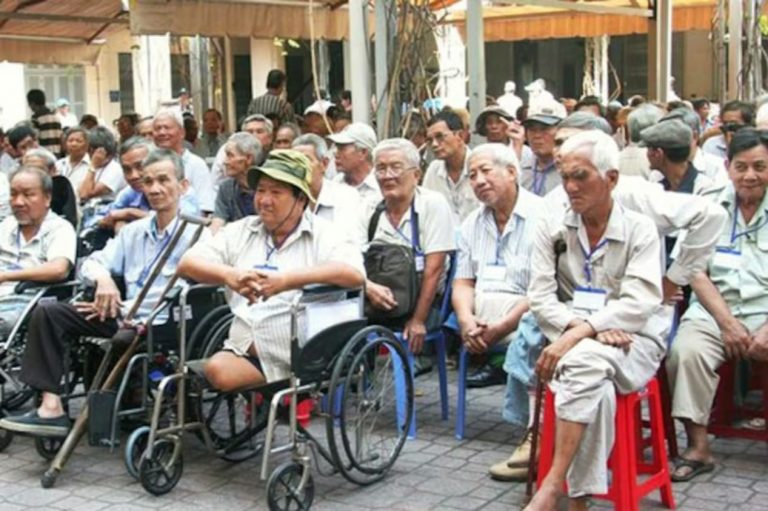 Các thương phế binh VNCH trong một cuộc họp mặt tri ân trước đây. Ảnh: Tin Mừng Cho Người Nghèo, via RFA