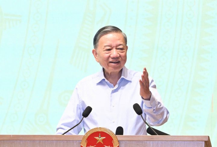 Ông Tô Lâm tham dự và phát biểu tại phiên họp chính phủ thường kỳ tháng 6/2026 hôm 4/7/2026. Ảnh: VGP