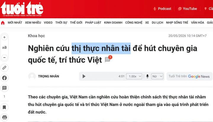Ảnh chụp bài báo Tuổi Trẻ