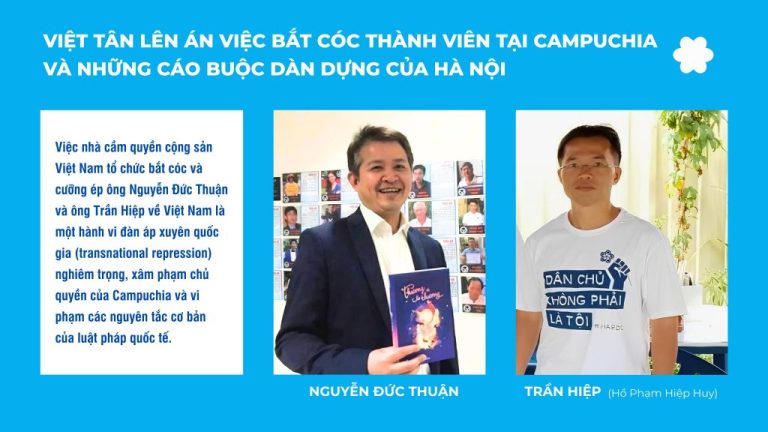 Thông cáo báo chí: Việt Tân lên án việc bắt cóc thành viên tại Campuchia và những cáo buộc dàn dựng của Hà Nội